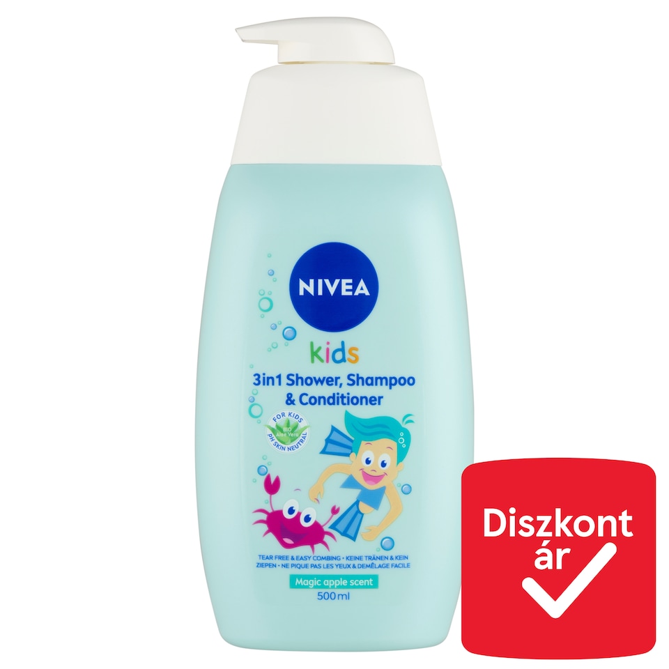 NIVEA Kids Magic Apple Scent 3in1 tusfürdő, sampon és balzsam fiúknak 500 ml  1. kép