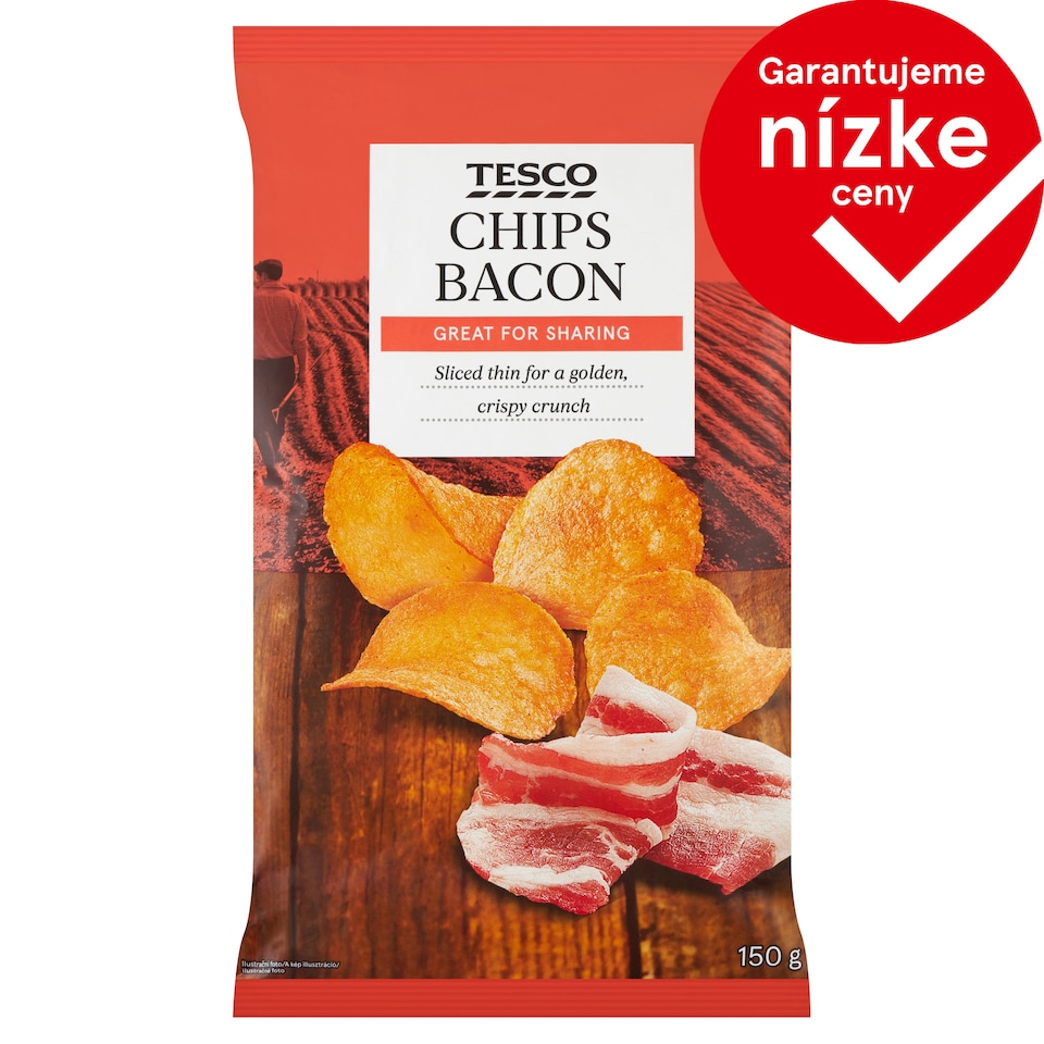 Tesco Smažené zemiakové lupienky so slaninovou príchuťou 150 g