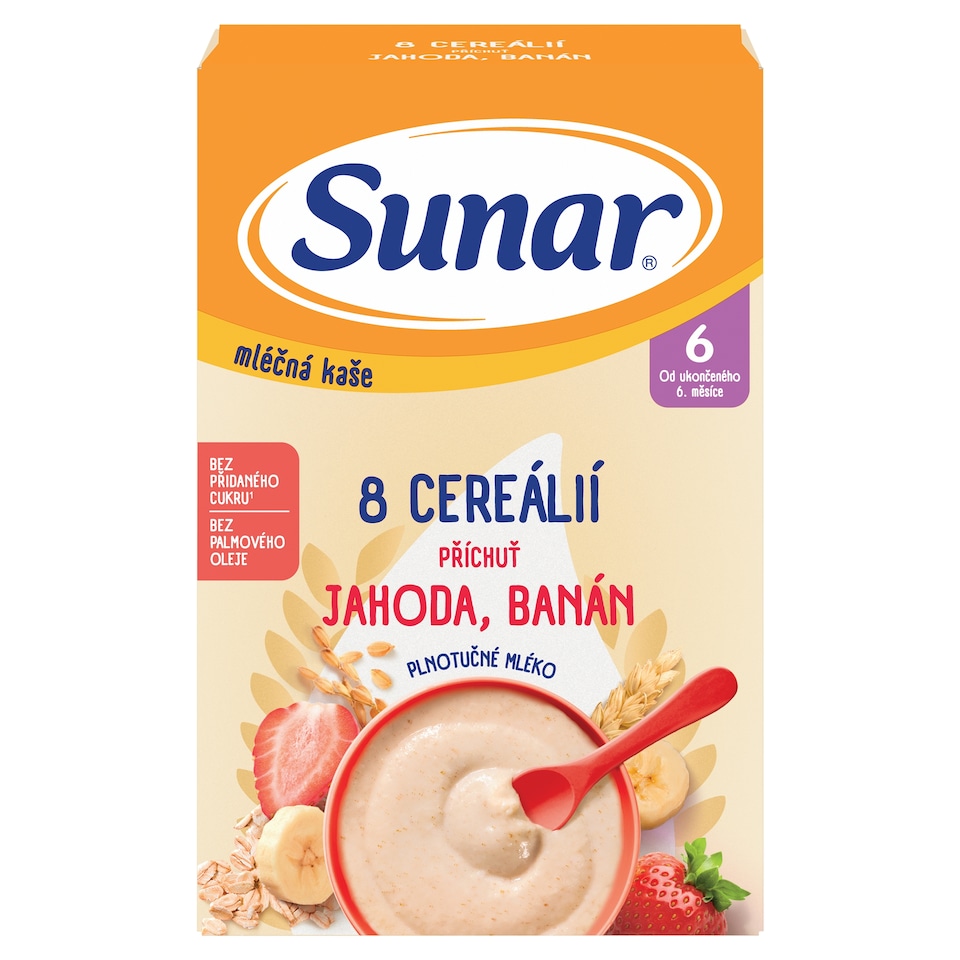 image 1 of Sunar Milk Porridge 8 Cereals Strawberry, Banana Flavour 210g