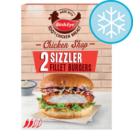 Birds Eye 2 Chicken Shop Sizzler Fillets Burger 227G Tesco Groceries