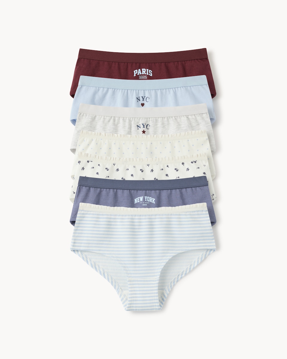 image 1 of F&F Girls 7-Pack Cotton Rich City Briefs in Multi
