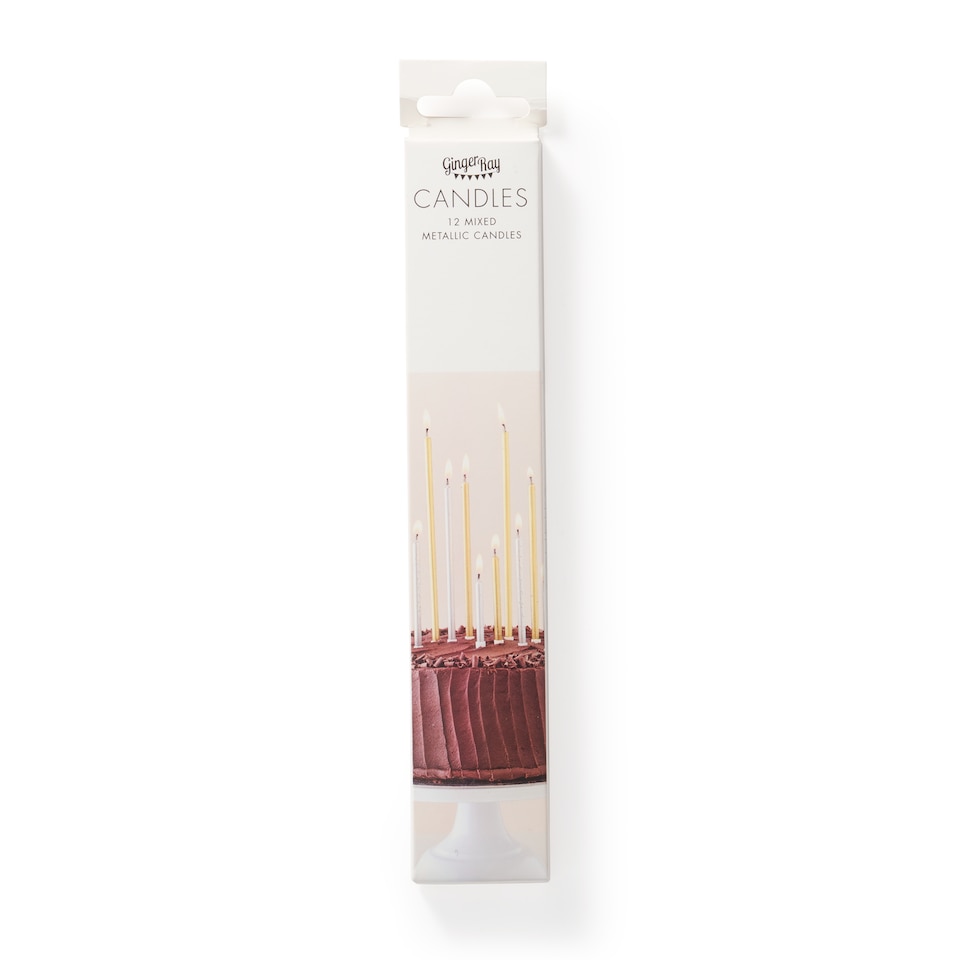 image 1 of Ginger Ray Shimmer 12 Pack Metallic Candles