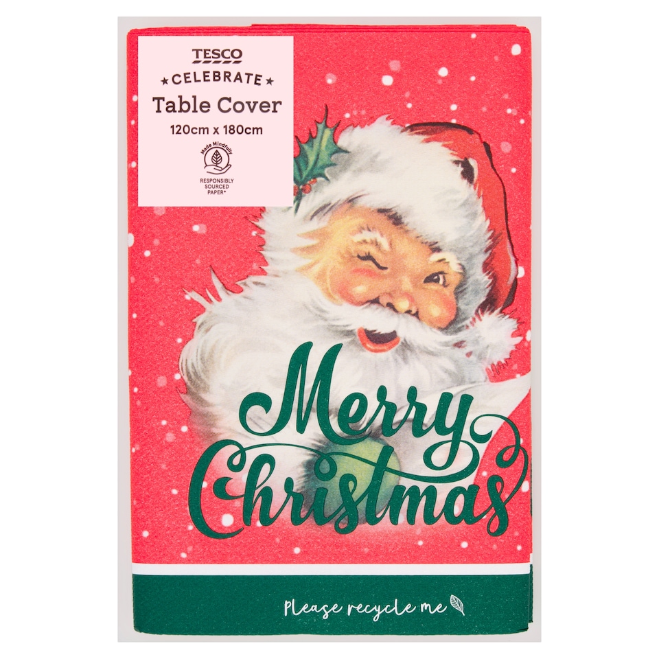 Tesco Trad Santa Red Christmas Tablecover 180 X 120cm