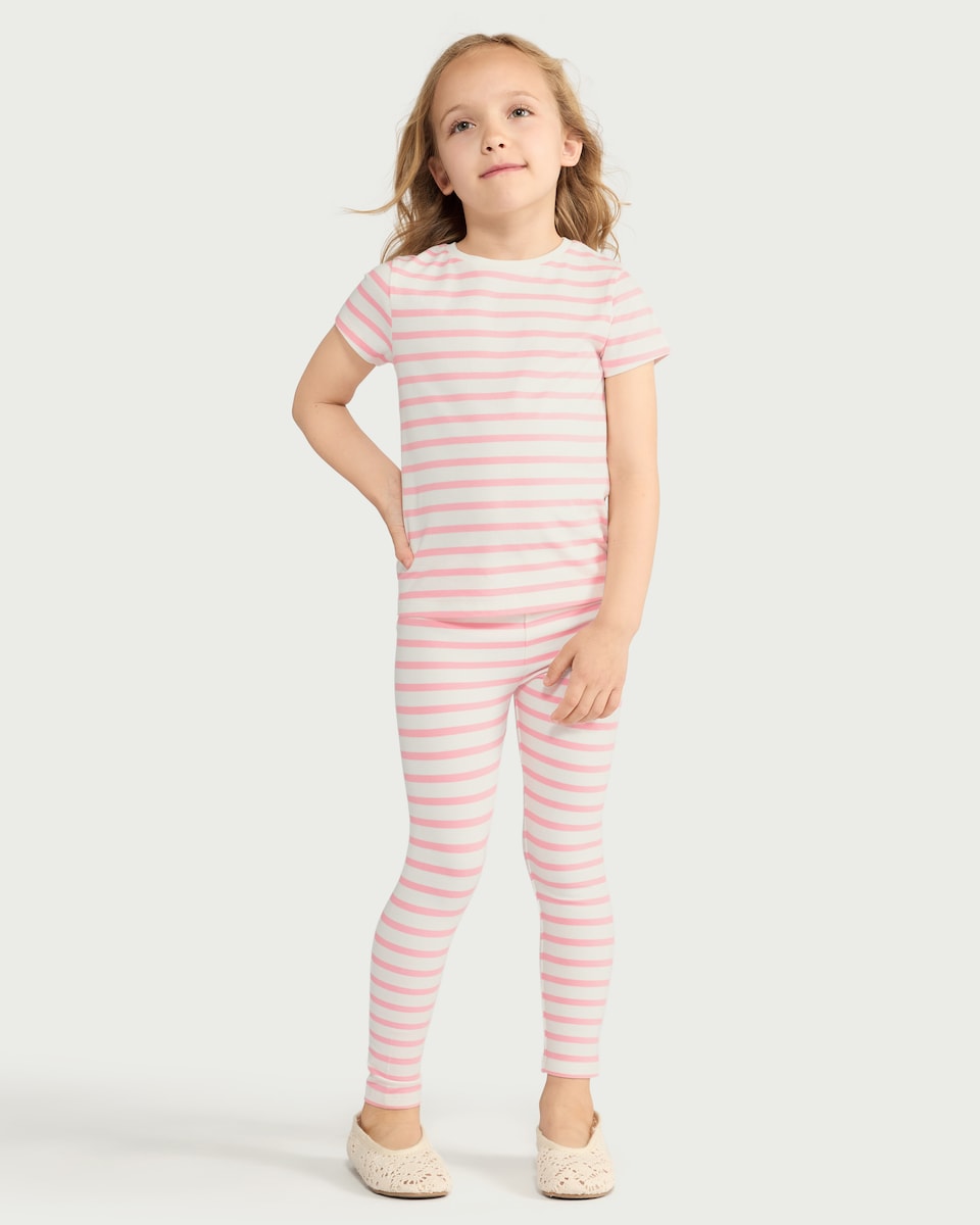 image 1 of F&F Girls 5-Pack Cotton Rich Leggings in Multi Pink
