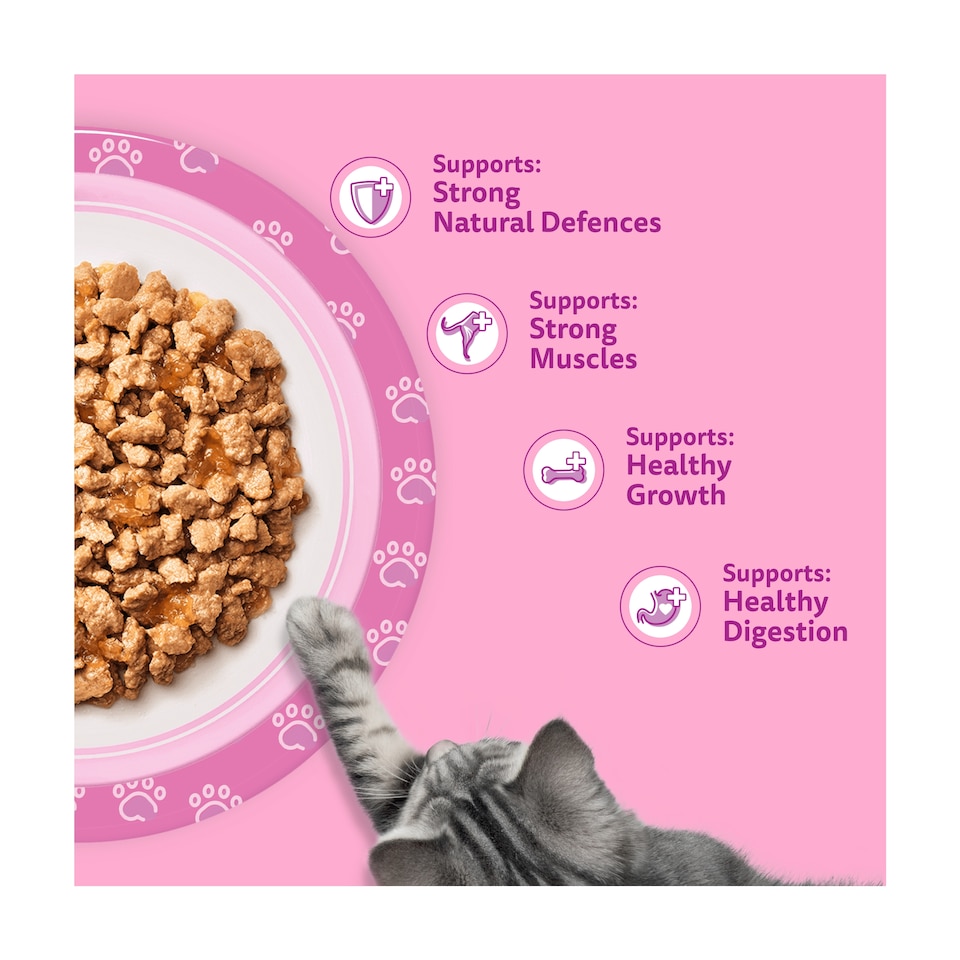 image 1 of Whiskas Kitten Cat Food Pouches Poultry Feasts In Jelly 12x85g