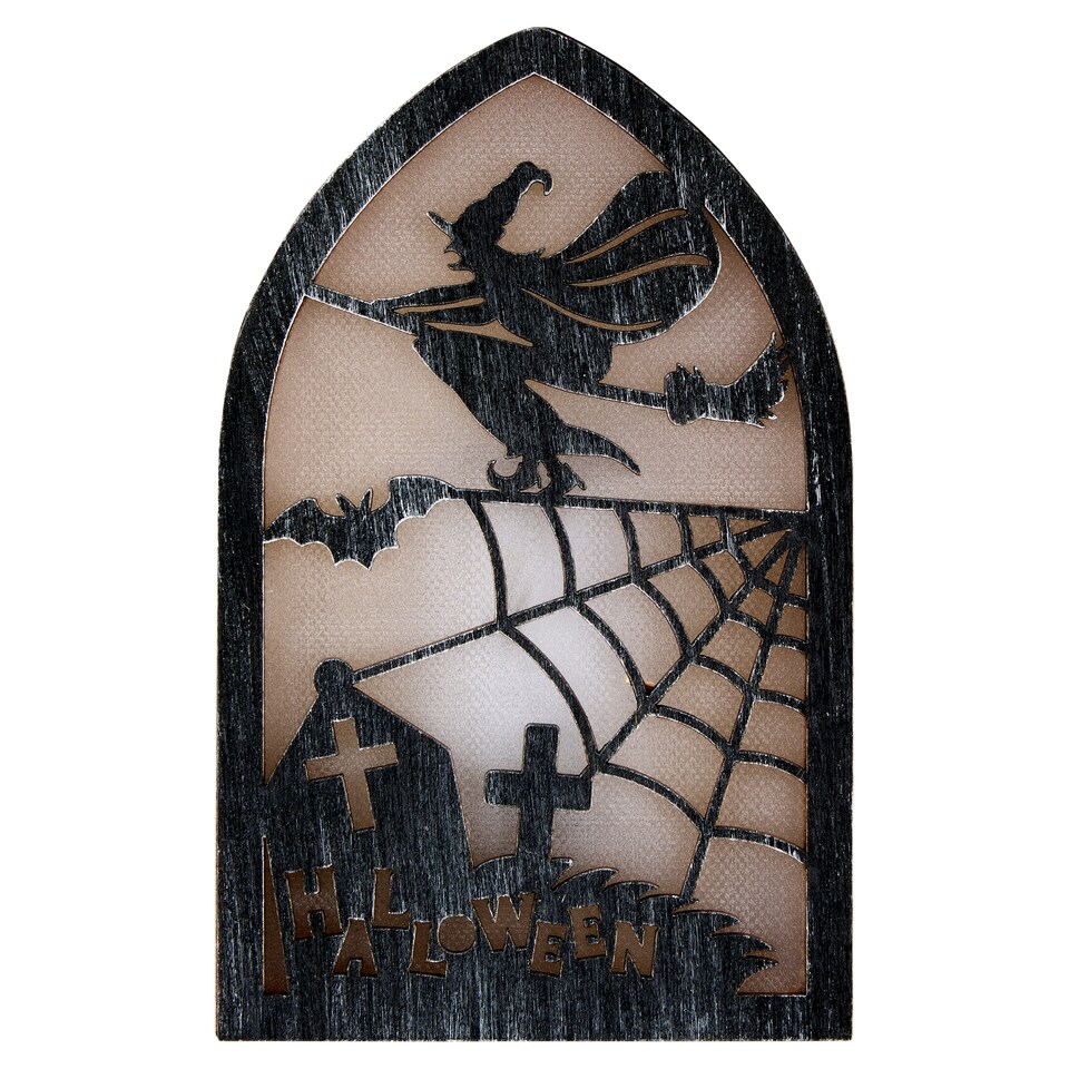 Ház formájú halloween dísz, világítással 