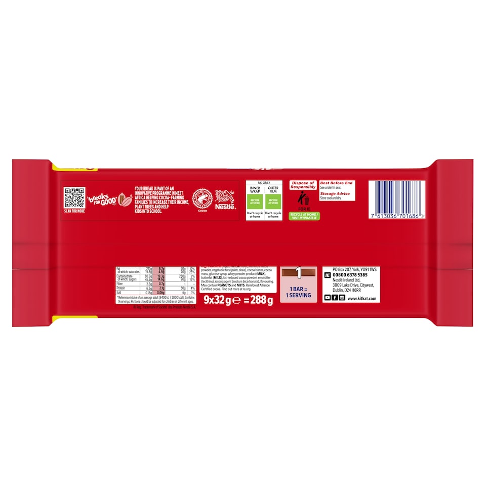 image 1 of Kit Kat Chunky Milk Chocolate Bar Multipack 32g 9 Pack