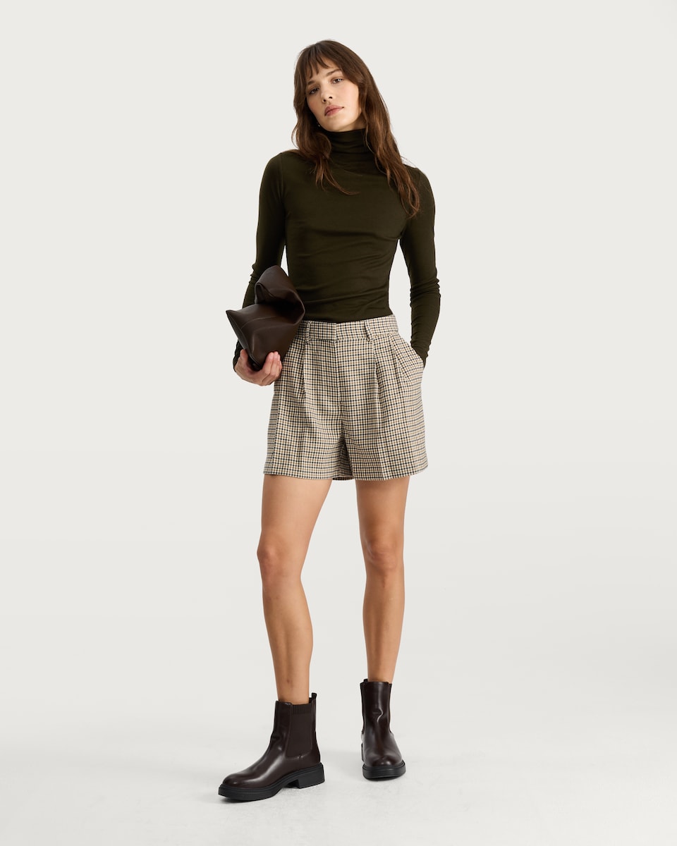 image 1 of F&F Roll Neck Long Sleeved Top with Wool in Olive