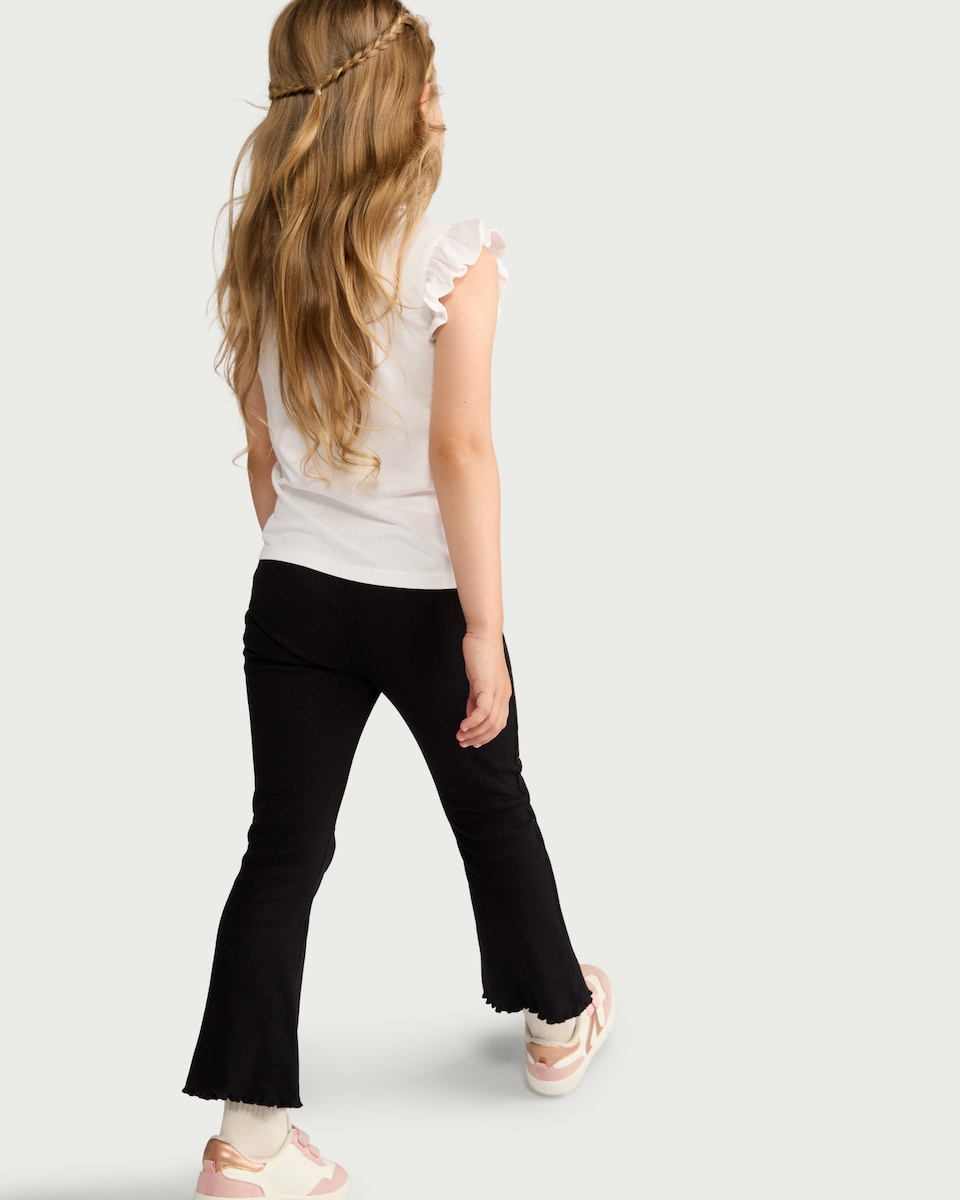 image 1 of F&F Girls 2-Pack Ribbed Flared Leggings in Multi Pink