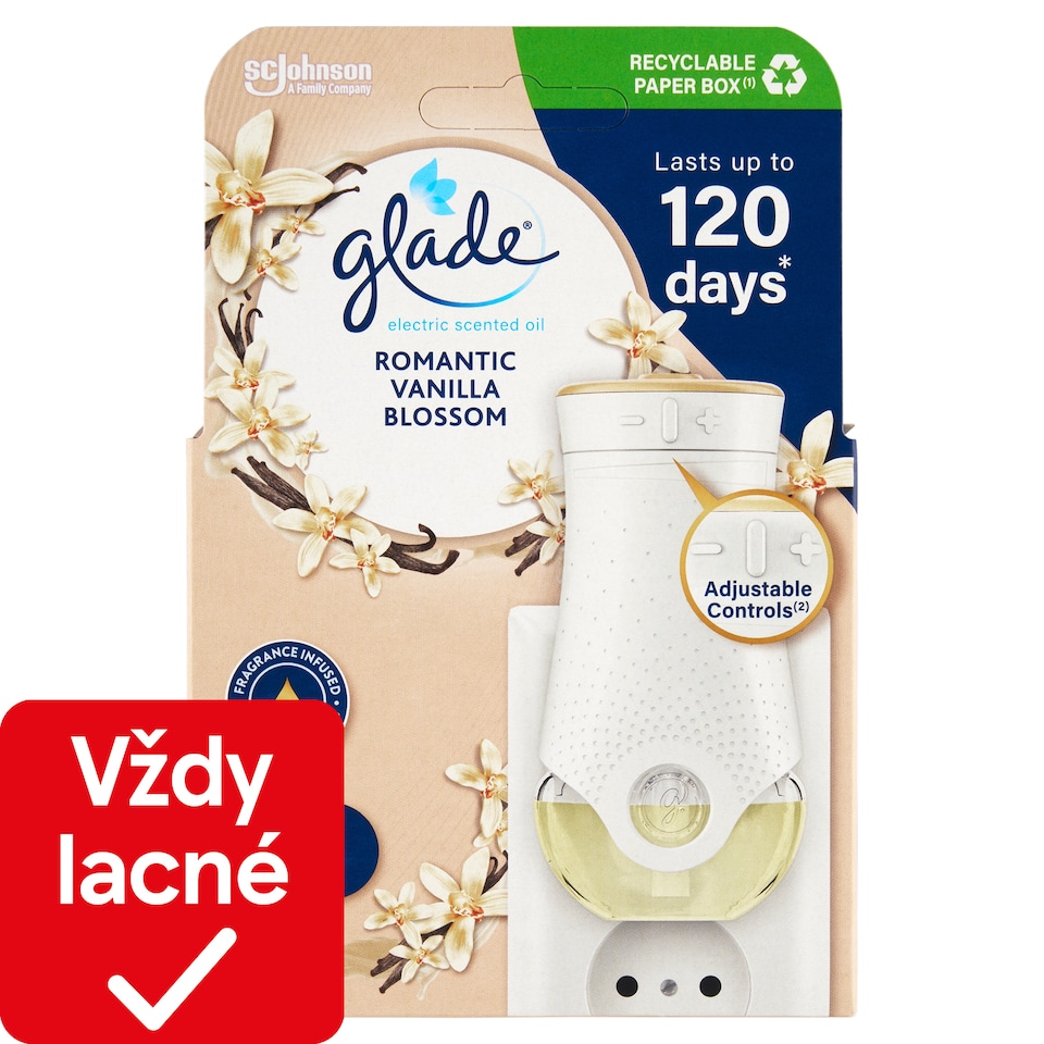 obrázok 1 z Glade Electric Scented Oil Romantic Vanilla Blossom elektrický tekutý osviežovač vzduchu 20 ml