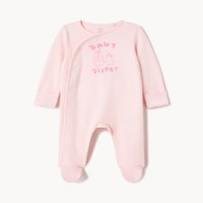 F&F Baby Pure Cotton Sister Sleepsuit in Pink