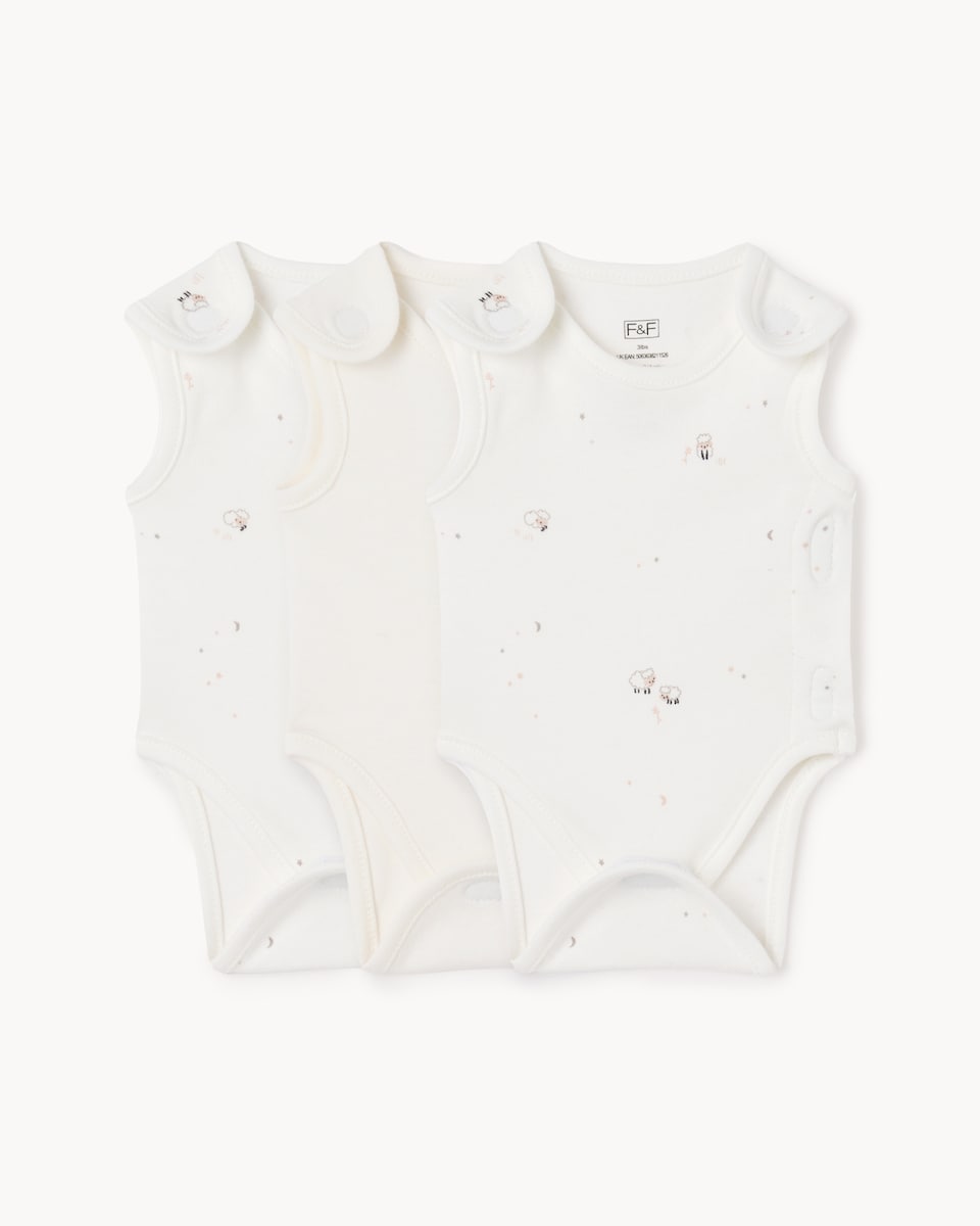 image 1 of F&F Baby 3-Pack Premature Pure Cotton Bodysuits in White