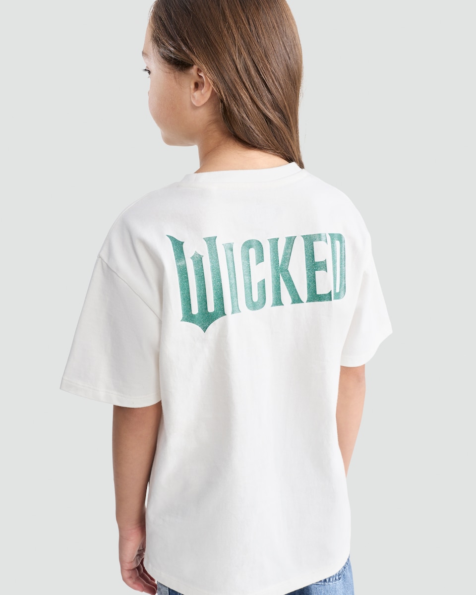 image 1 of Wicked Pure Cotton Elphaba Print T-Shirt in White