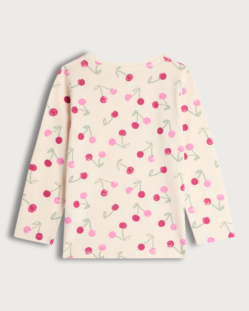 image 1 of F&F Girls 3-Pack Pure Cotton Cherry Printed Long Sleeved Tops in Multi