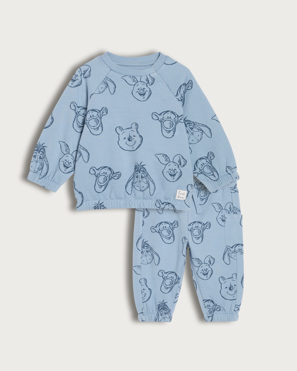 image 1 of Disney Winnie the Pooh 2-Piece Cotton Rich Sweatshirt and Joggers Set in Blue