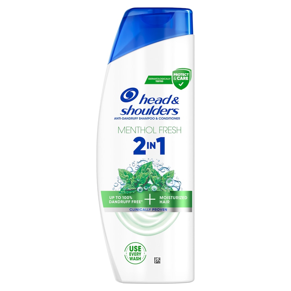 image 1 of Head & Shoulders Menthol Fresh 2in1 Anti Dandruff Shampoo 330ml. Refreshing Menthol Scent