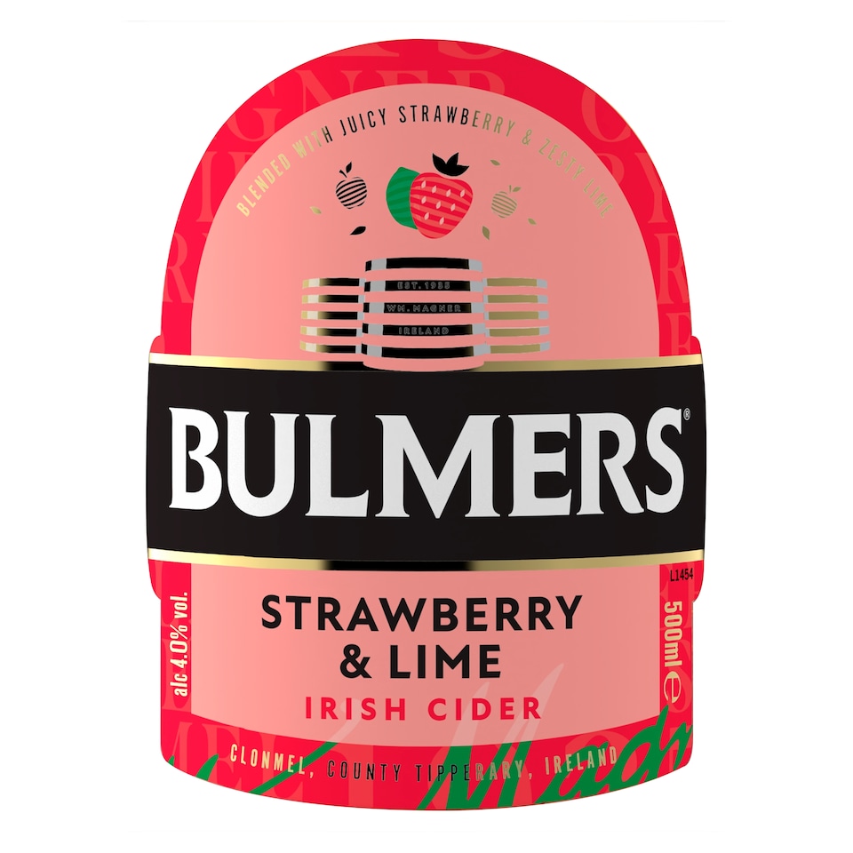 image 1 of Bulmers Strawberry and Lime Irish Cider 500ml