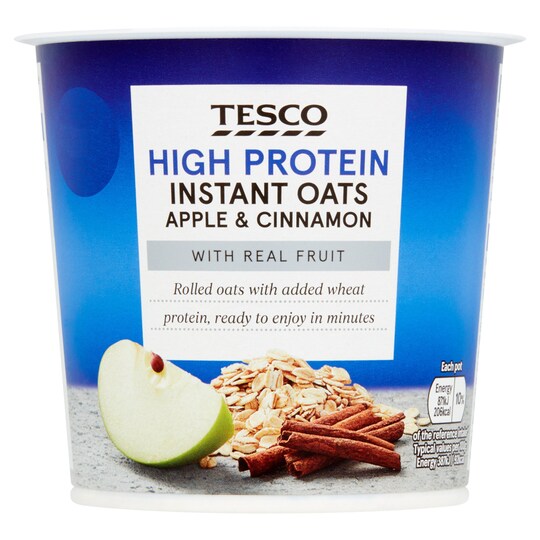 Tesco High Protein Instant Oats Apple & Cin 55G Tesco Groceries