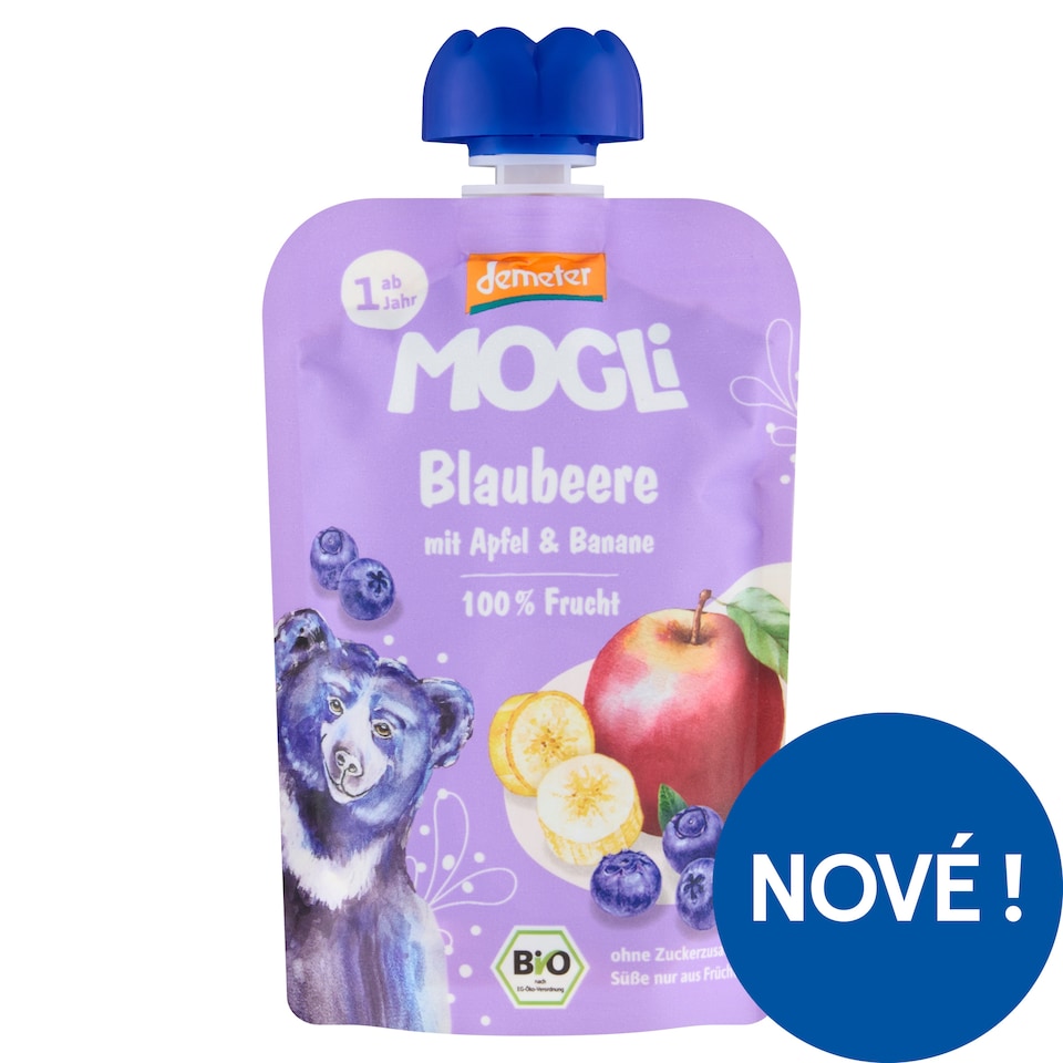 Mogli Bio borůvková kapsička s jablkem a banánem 100g