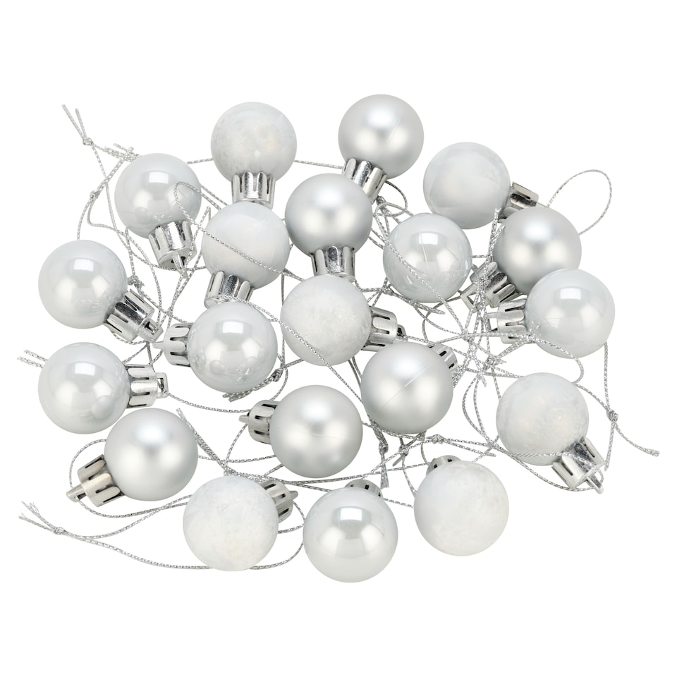 TESCO 20PK SILVER MINI BAUBLES