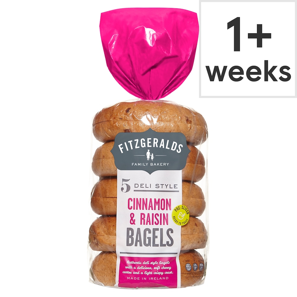 Fitzgeralds 5 Cinnamon And Raisin Bagels