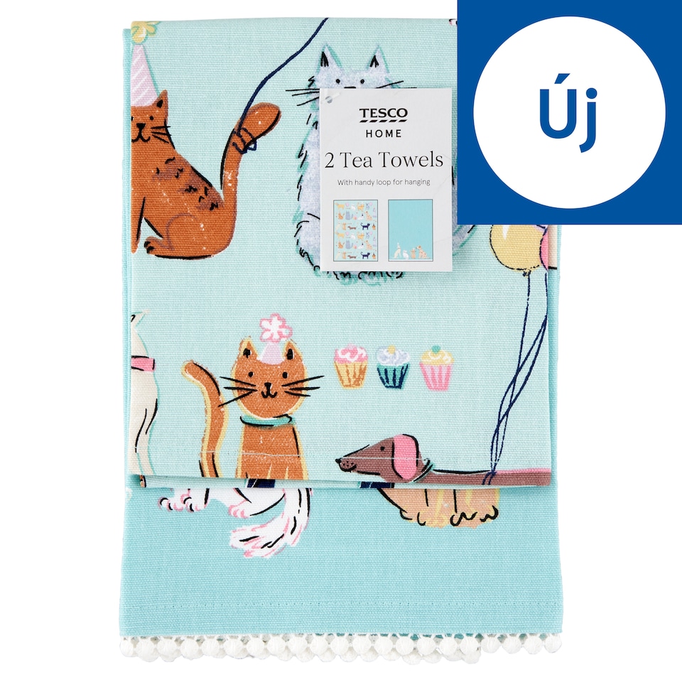 image 1 of Tesco Home Party Pets Tea Towels 50 cm x 70 cm 2 pcs
