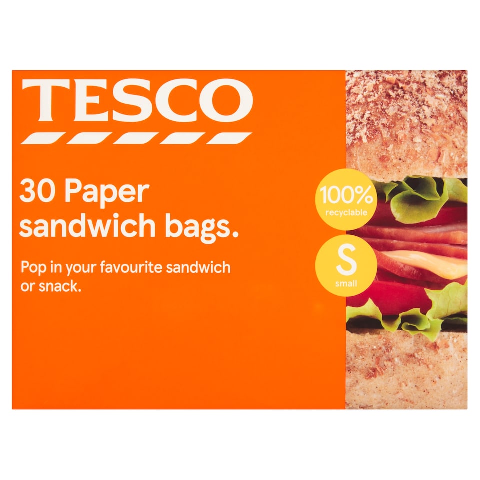 Tesco Paper Sandwich Bag 30 Pack