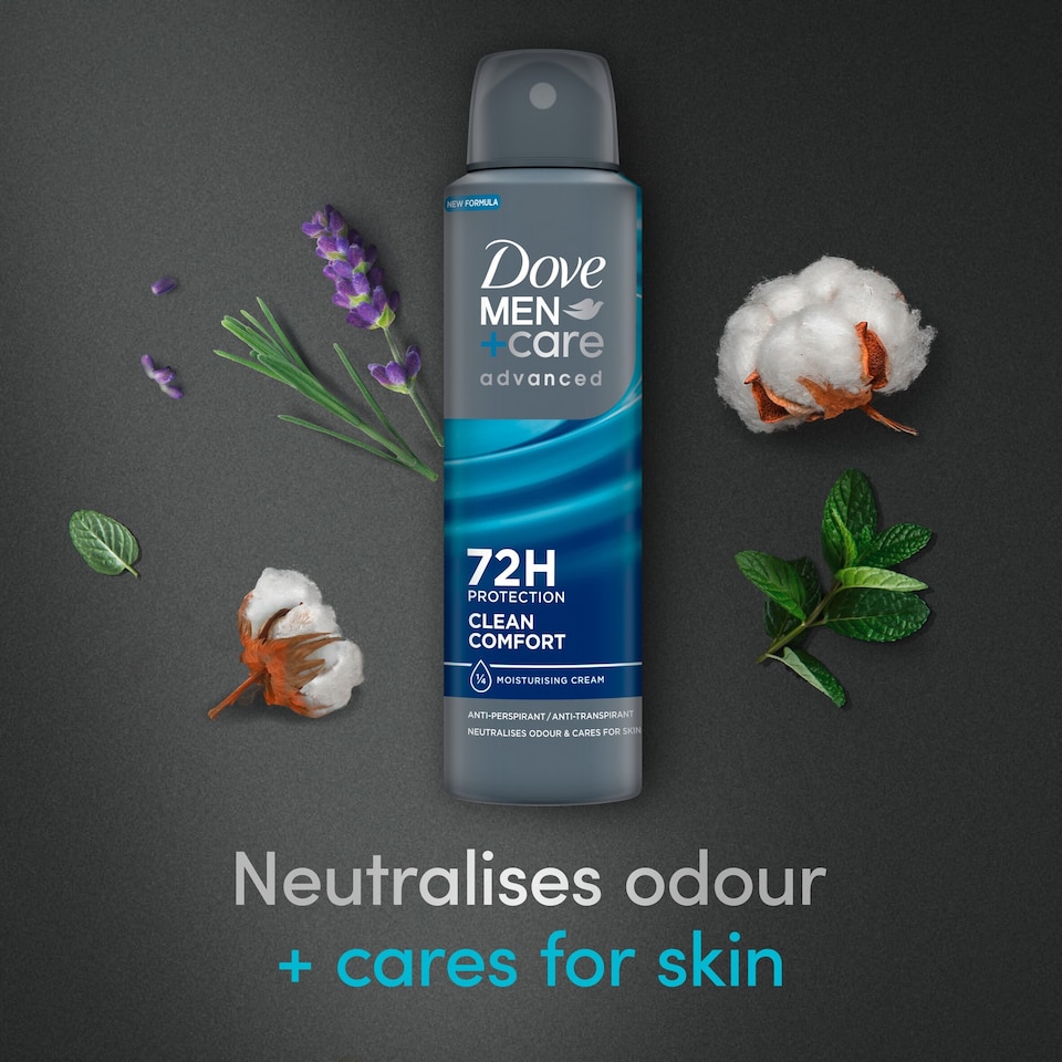 image 1 of Dove Men+Care Clean Comfort 72h Antiperspirant Deodorant 150ml