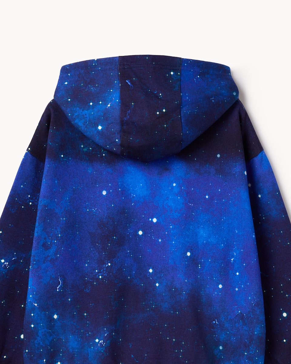 image 1 of Hype Cotton Rich Slogan Hoodie in Multi Blue