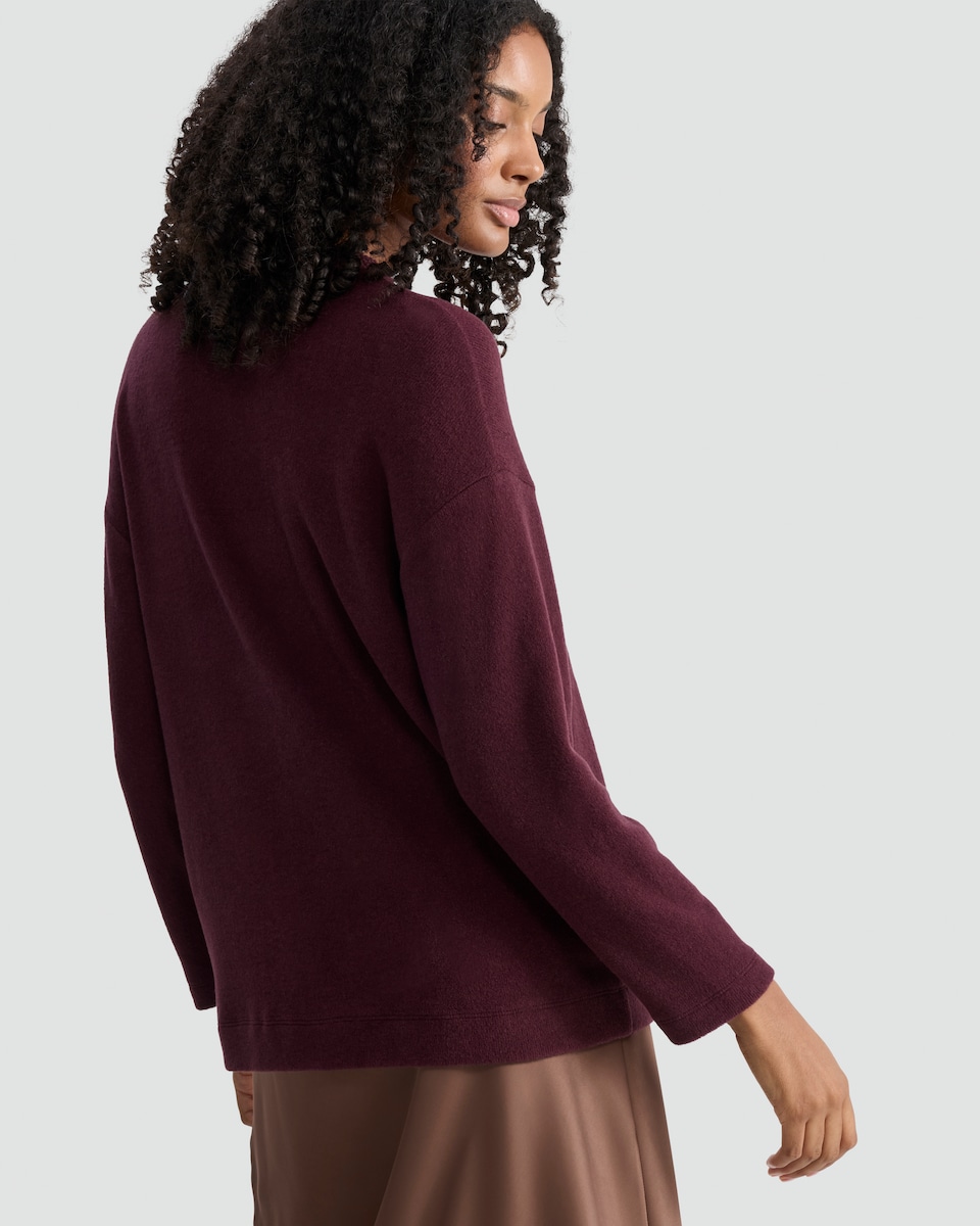 image 1 of F&F Seam Detail Long Sleeved Jumper in Burgundy