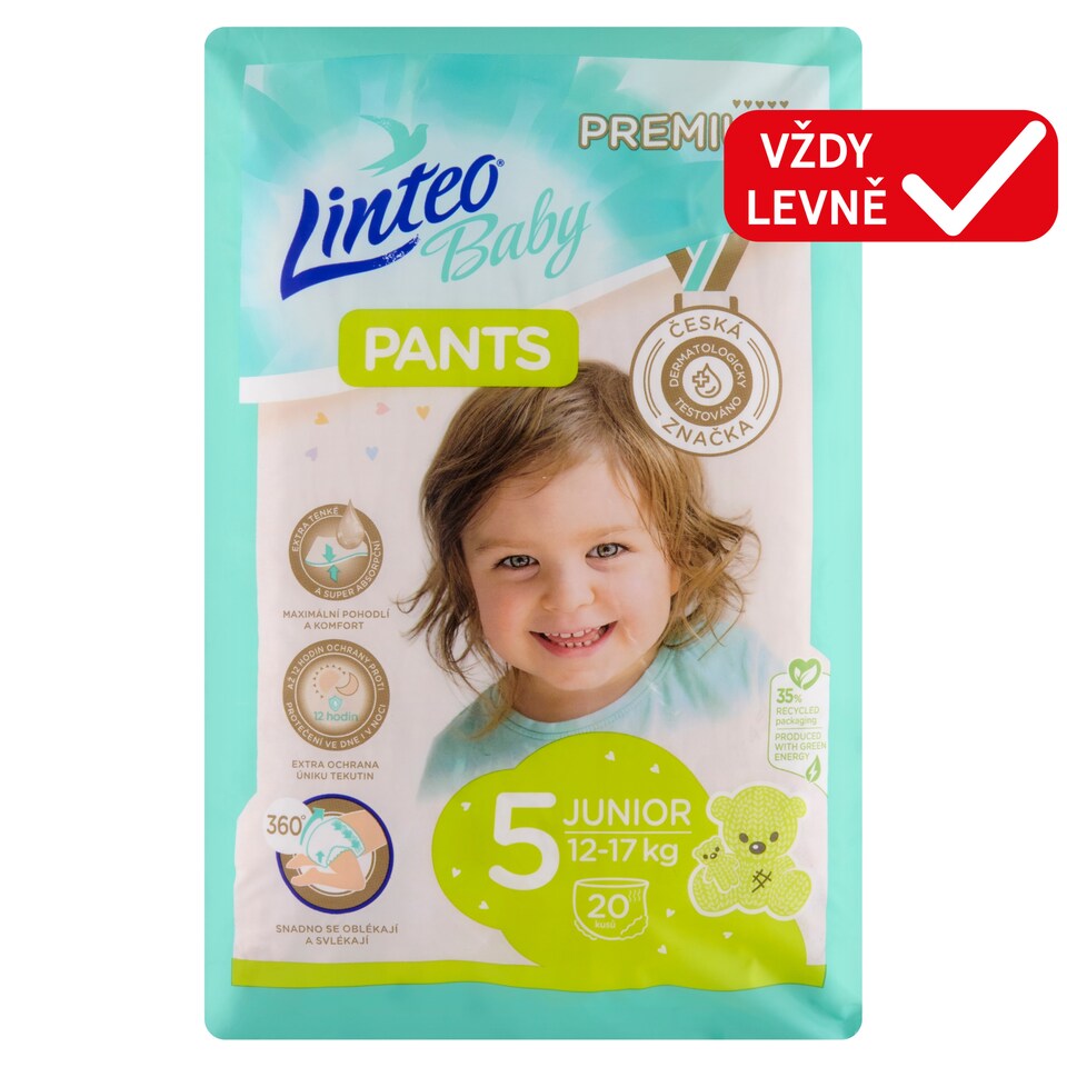 Linteo Baby Premium Pants plenkové kalhotky 5 junior 12-17kg 20 ks