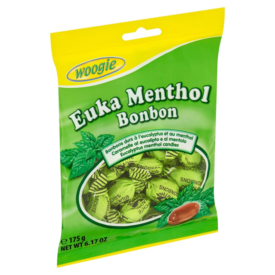 Obrázek 1 pro produkt Woogie Tvrdé bonbony s eukalyptovou a mentolovou příchutí 175g