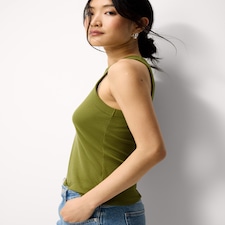 F&F Cotton Rich Ribbed Vest in Olive