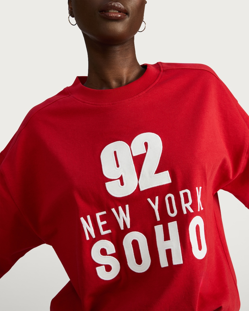 image 1 of The F&F Edit 92 New York Soho Slogan T-Shirt in Red
