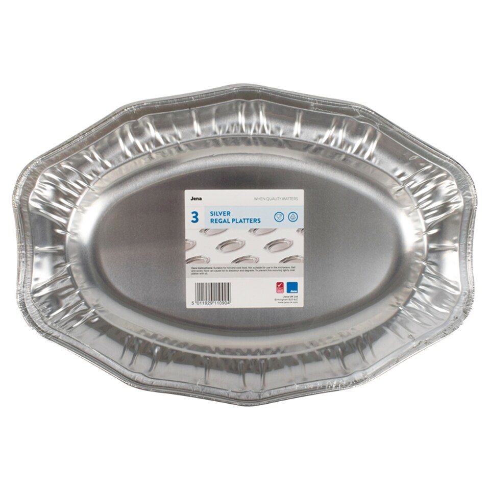 Jena Regal Foil Platters Small 35Cmx25cm 3 Pack