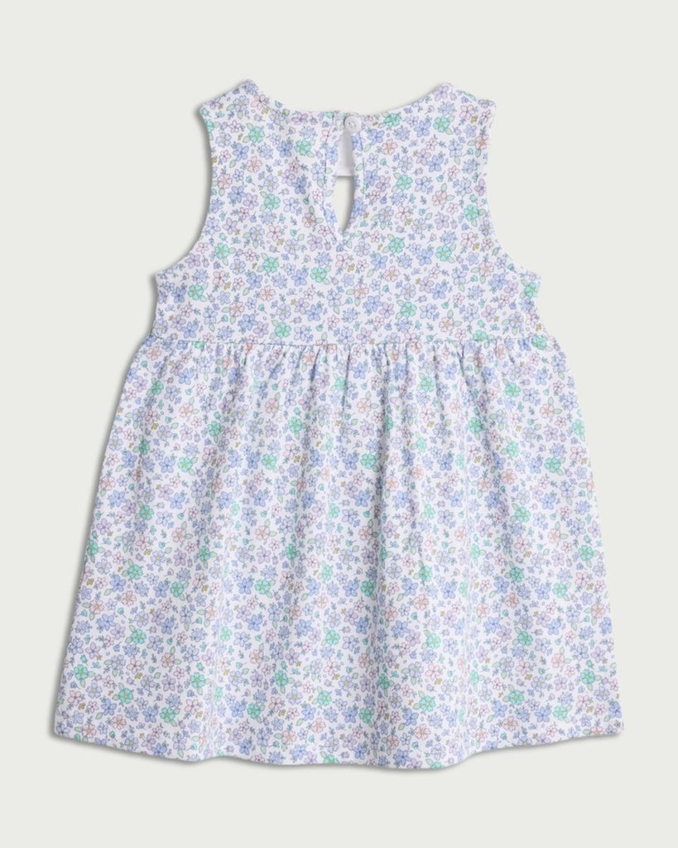 image 1 of F&F Baby Pure Cotton Floral Print Sleeveless Dress in Blue