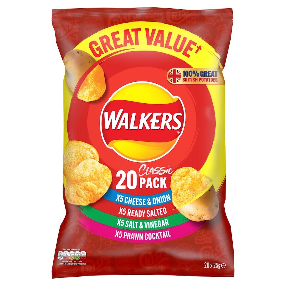 Walkers Classic Variety Multipack Crisps 20x25g