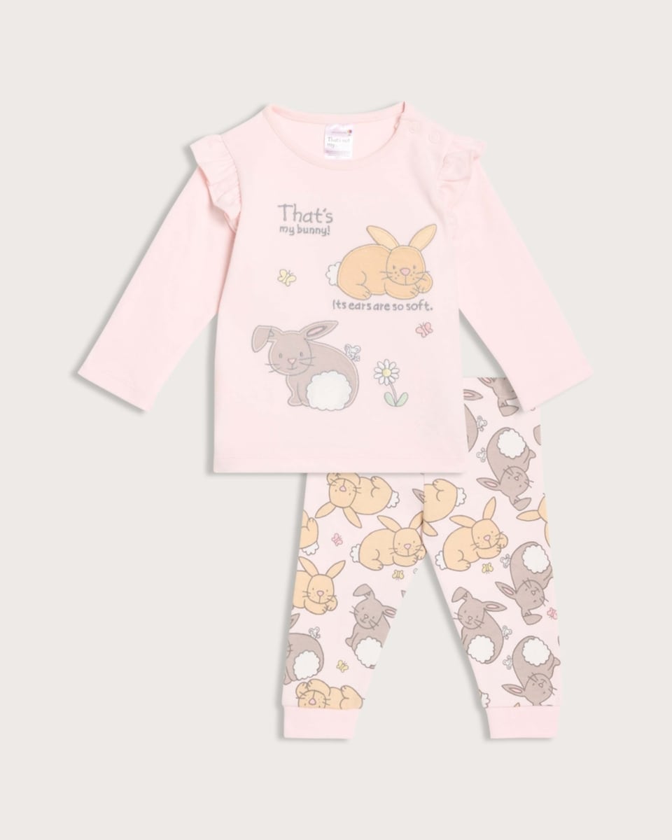 That's Not My 2-Piece Pure Cotton Bunny Print Pyjama Set in Pink