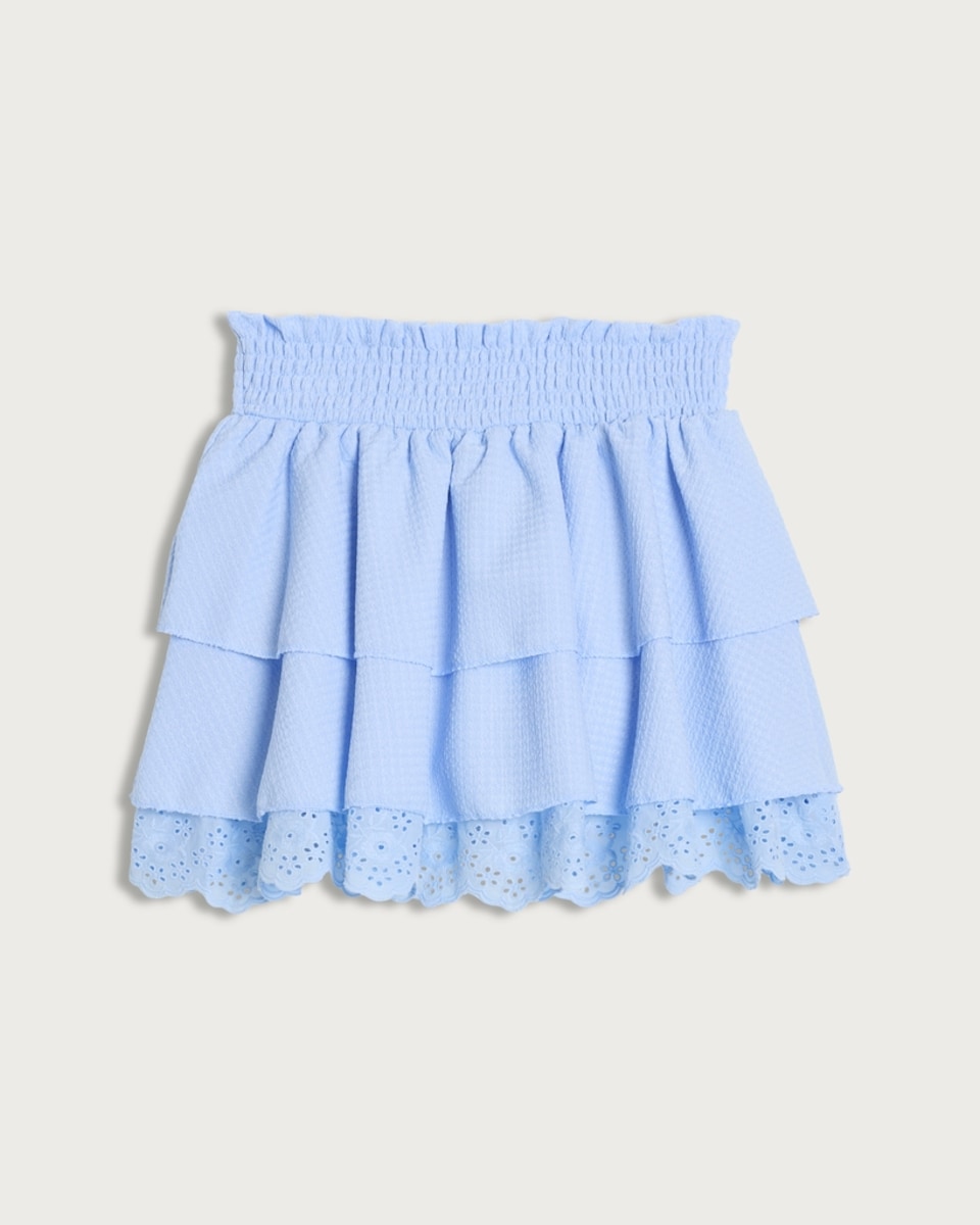 F&F Girls Tiered Broderie Hem Skirt in Blue