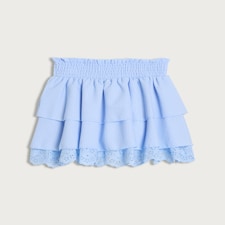 F&F Girls Tiered Broderie Hem Skirt in Blue