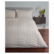 Fox & Ivy Silver Oversized Seersucker Duvet Set Superking