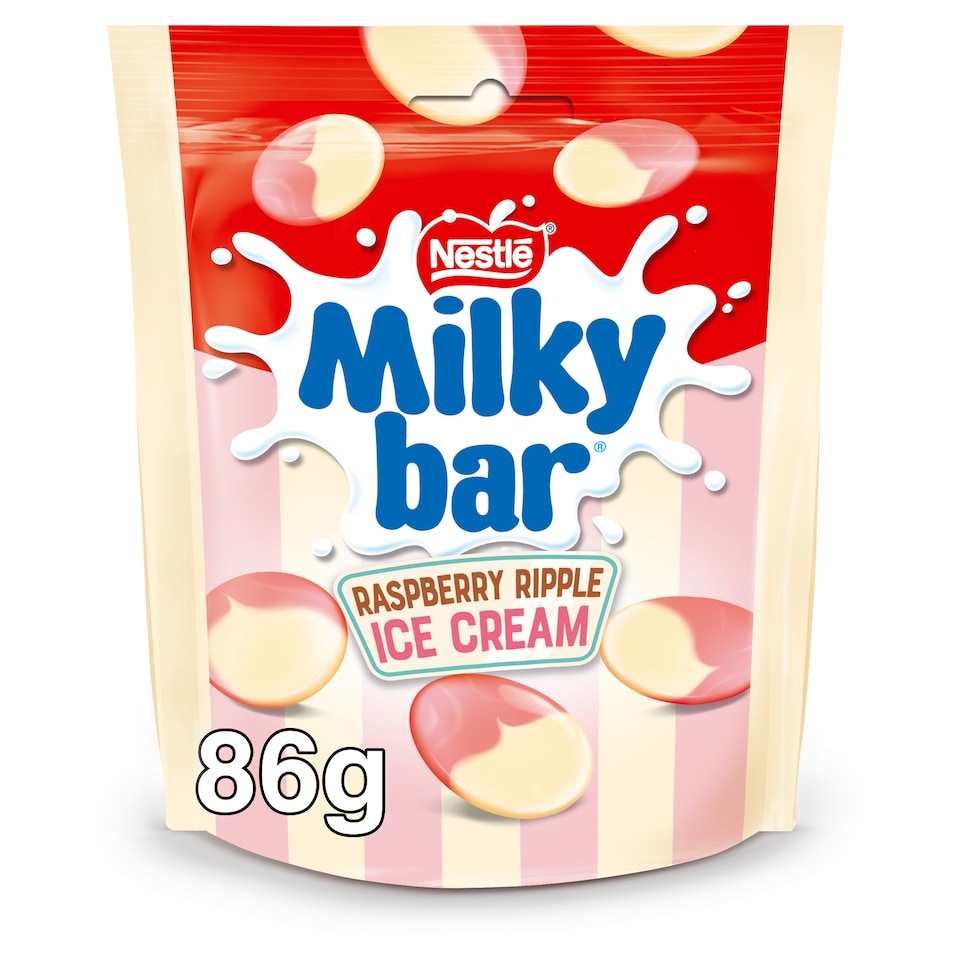 Milkybar Raspberry Ripple Ice Cream Flavour White Chocolate Pieces 86g