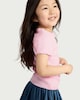 image 3 of F&F Girls Pure Cotton Unicorn Embroidered T-Shirt in Pink