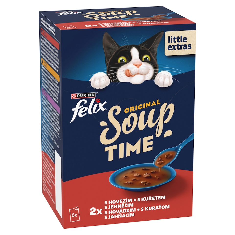 image 1 of Felix Soup Soups for Cats Beef, Chicken, Lamb 6 x 48 g