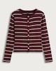 image 4 of F&F Cotton Blend Ribbed Stripe Print Button Through Top in Burgundy