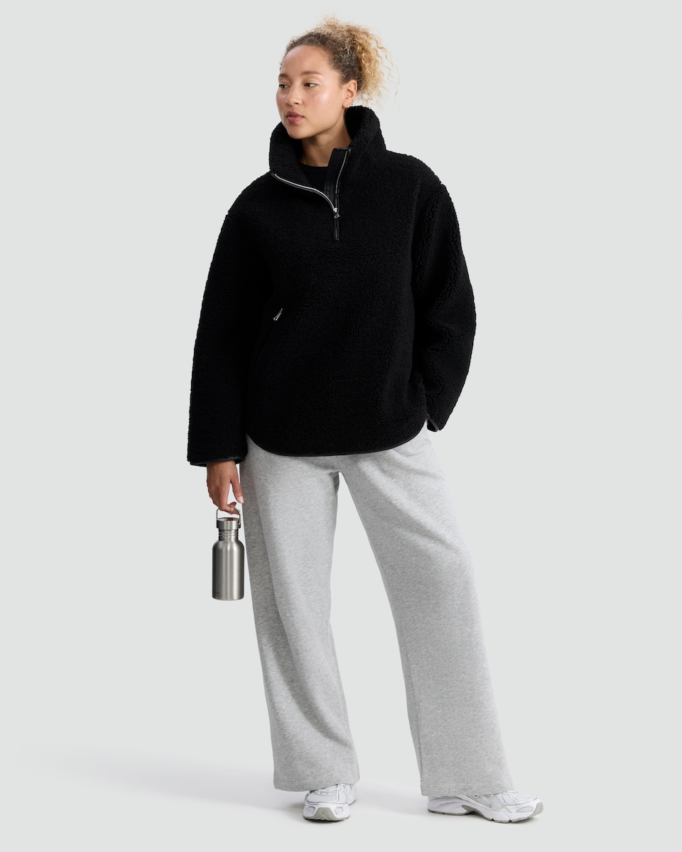 image 1 of F&F Active Fleece Half Zip Jacket in Black