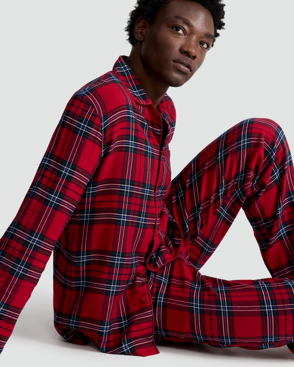 image 1 of F&F Check Woven Matching Family Christmas Pyjamas in Red