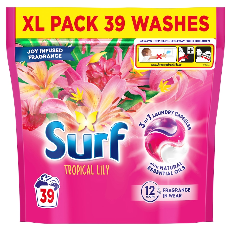 image 1 of Surf Tropical Lily Laundry Washing Capsules 39 Washes 674g