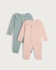 image 1 of F&F Baby 2-Pack Pure Cotton Ruffle Collar Sleepsuits in Pink