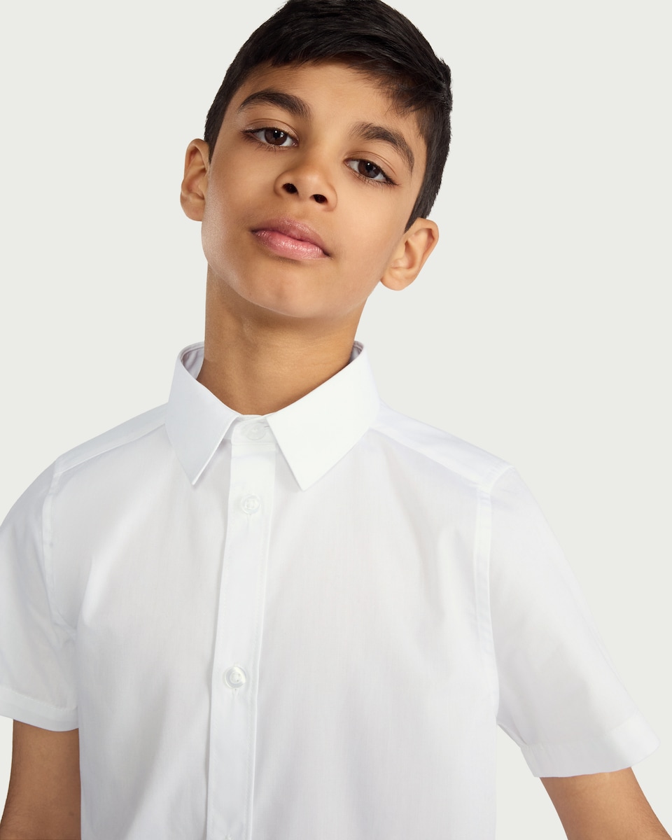 image 1 of F&F School Boys 3-Pack Regular Fit Short Sleeved Shirts in White
